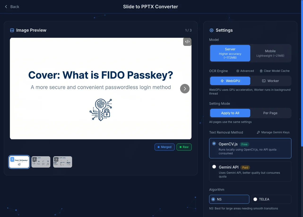 PPTX Converter Tool Interface