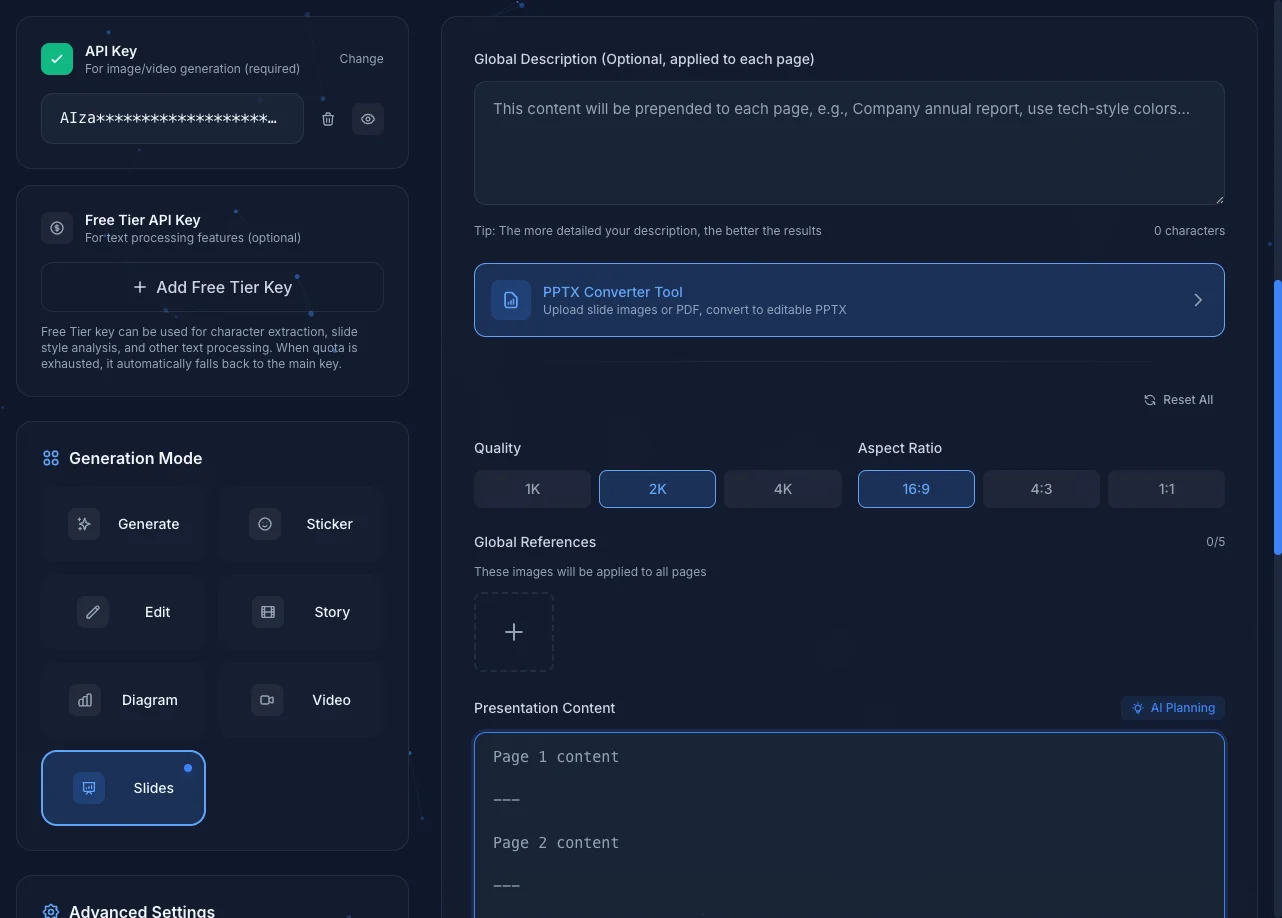 Slides Mode Interface